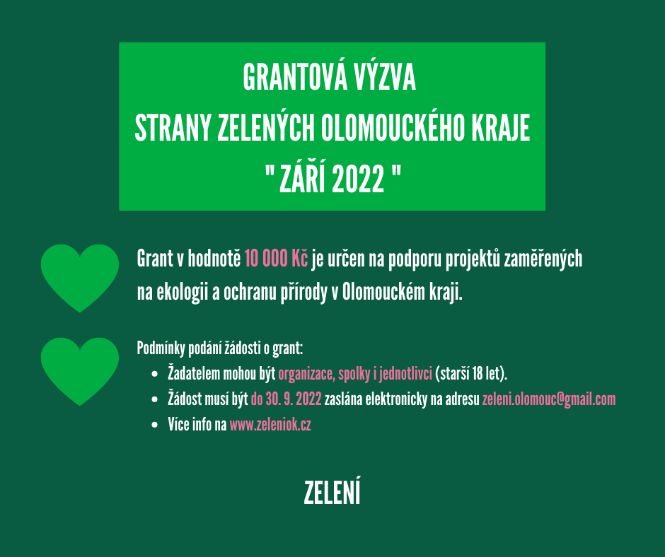 Grantová výzva Zelených Olomouckého kraje- září 2022